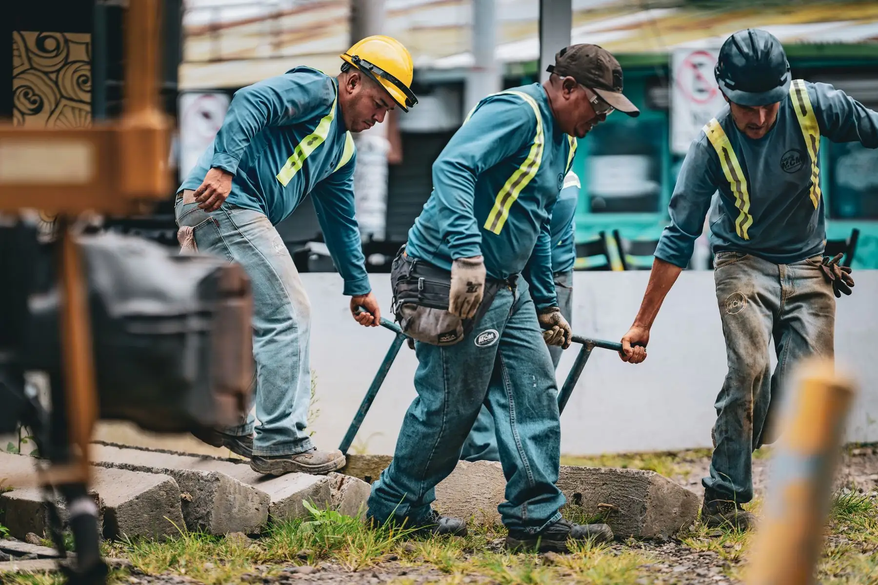 An artisan crew at work on a municipal site