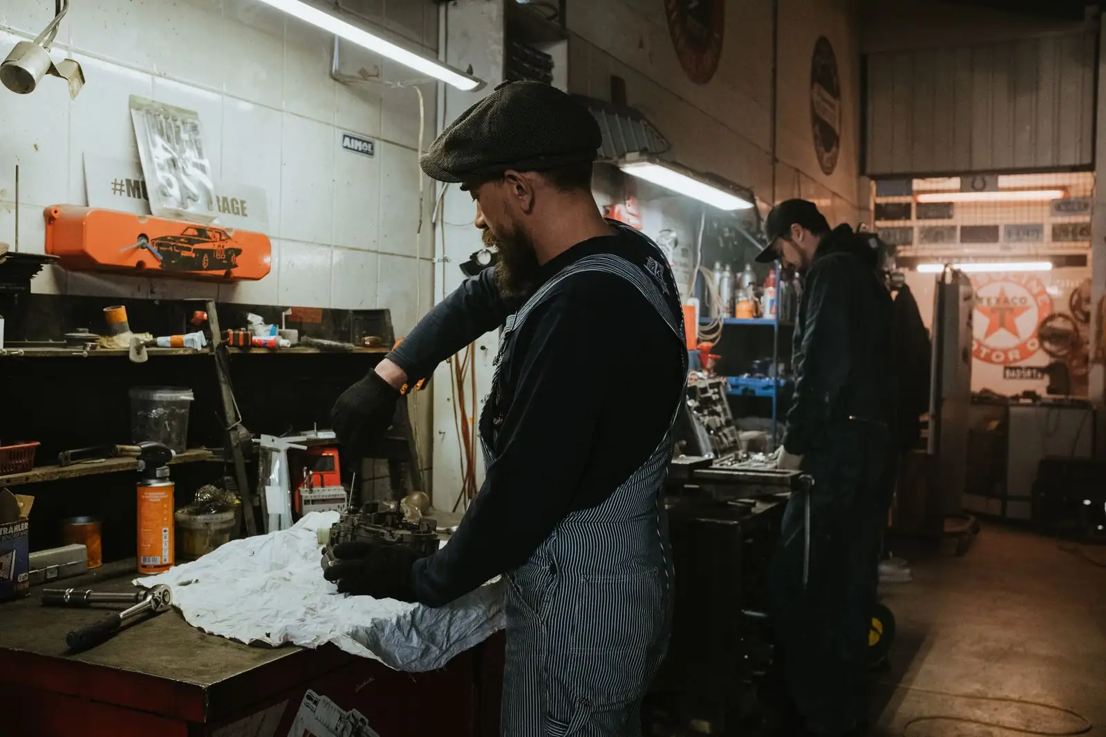 A fabrication workshop at the end of a shift